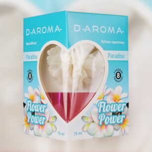 Dyfuzor zapachowy z kwiatem D-aroma Flower Power 75ml Paradise – Tropikalny Raj w Twoim Domu